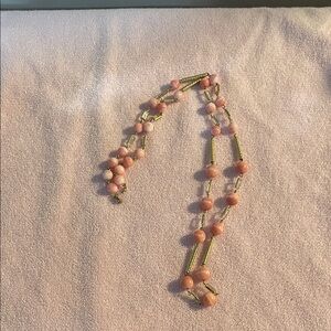 Chic Pink and Gold Beaded Necklace